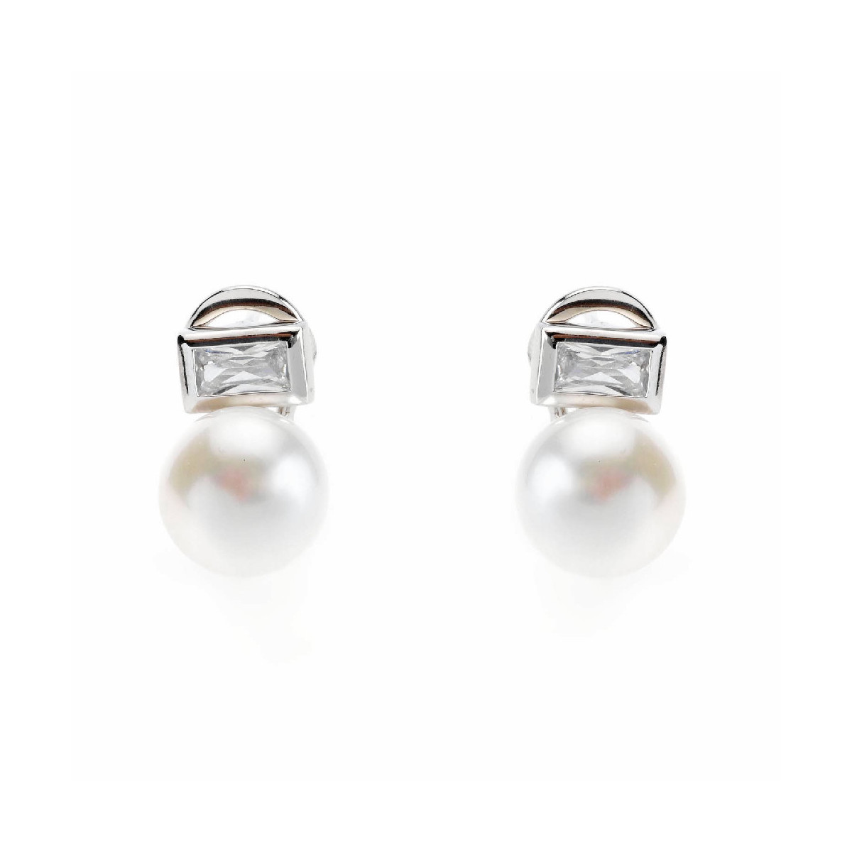 Pendientes de plata con circonitas y perlas naturales