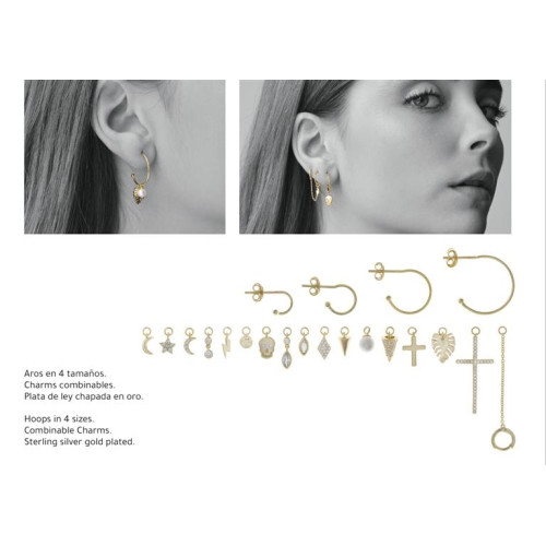 Pendientes de plata chapada con forma de aros