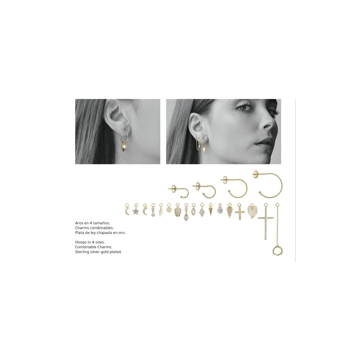 Pendientes de plata chapada con forma de aros