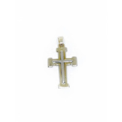 Cruz combinada con oro amarillo y oro blanco