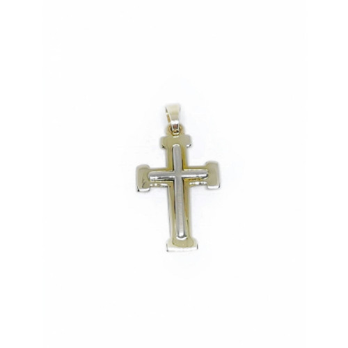 Cruz combinada con oro amarillo y oro blanco