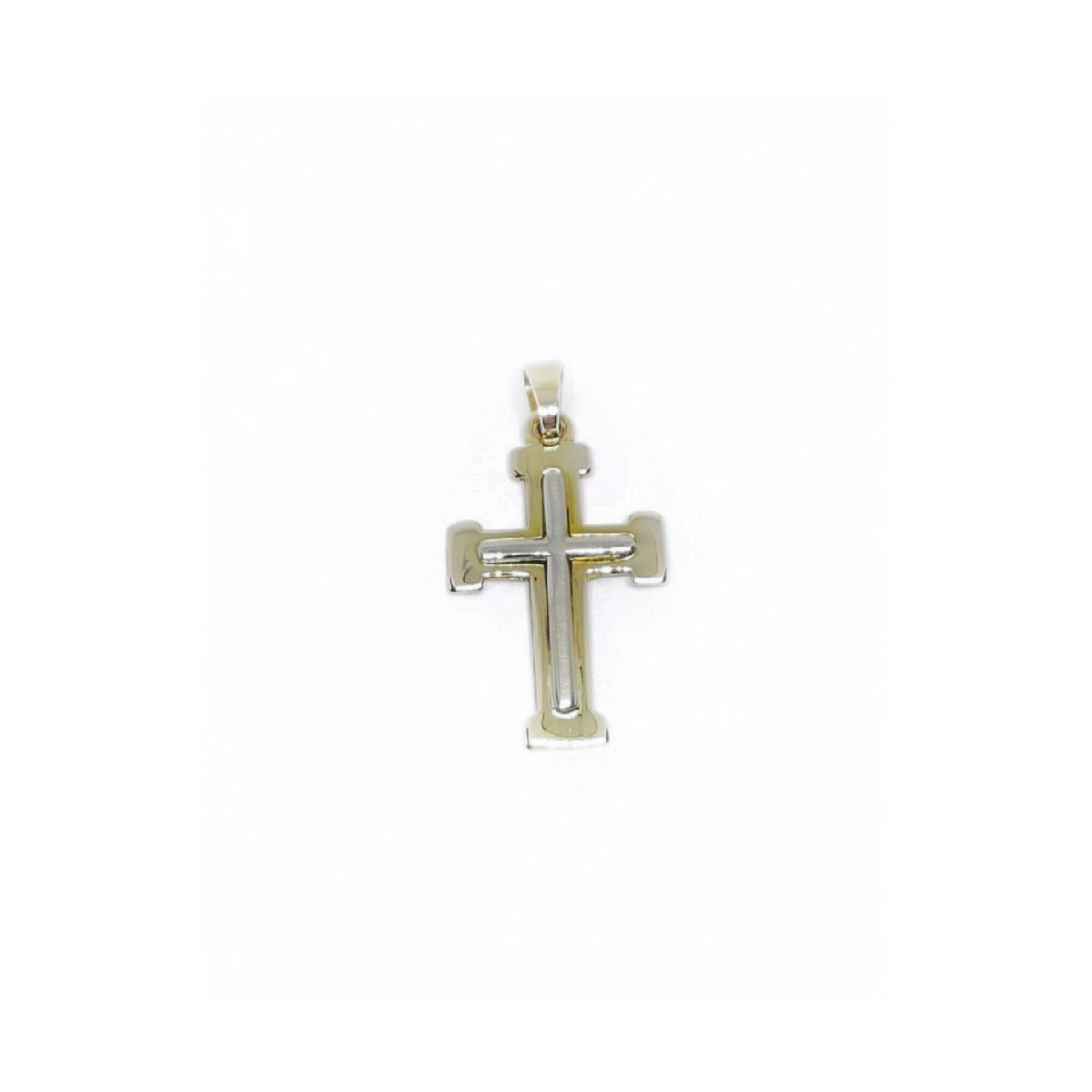 Cruz combinada con oro amarillo y oro blanco