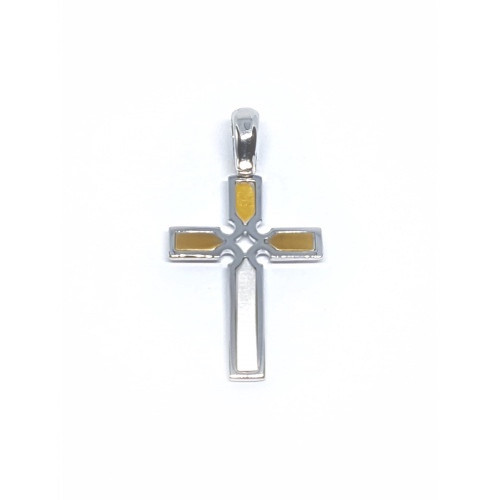 Cruz combinada con oro amarillo y oro blanco