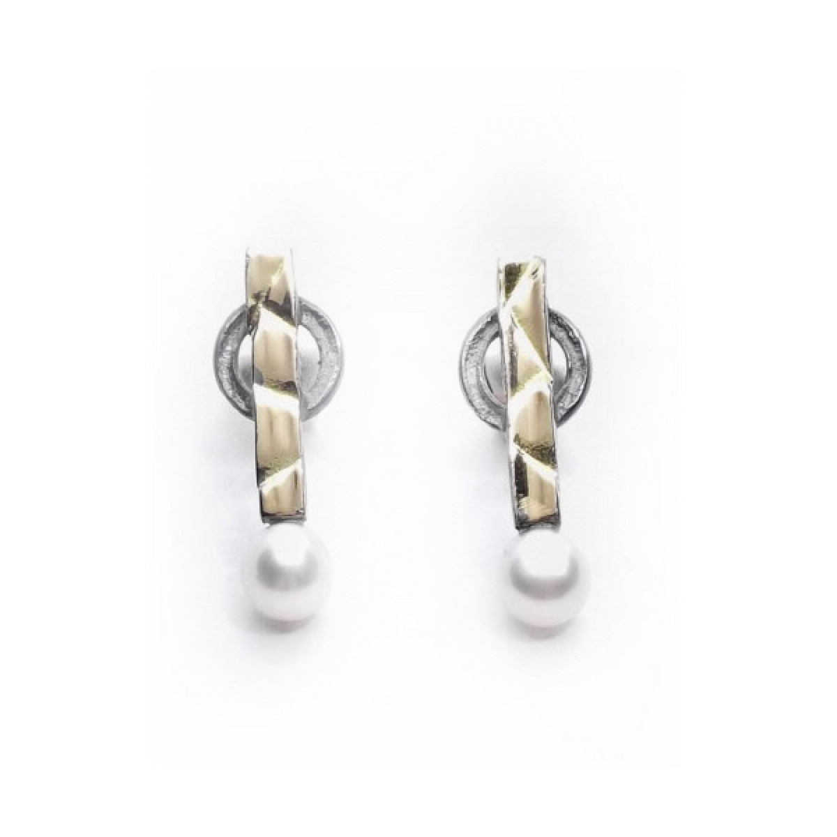 Pendientes de plata y oro perlas naturales cultivadas