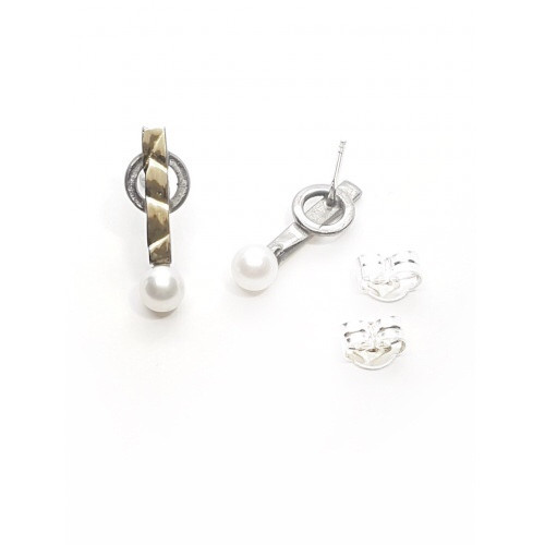 Pendientes de plata y oro perlas naturales cultivadas