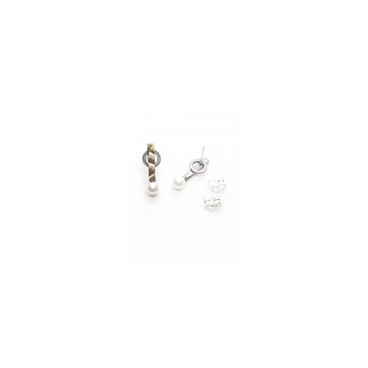 Pendientes de plata y oro perlas naturales cultivadas