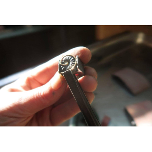Anillo de plata y oro con Amonite