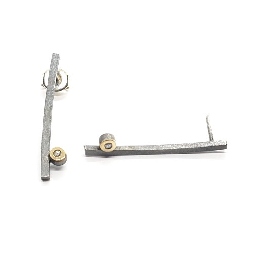 Pendientes de plata y oro con diamantes