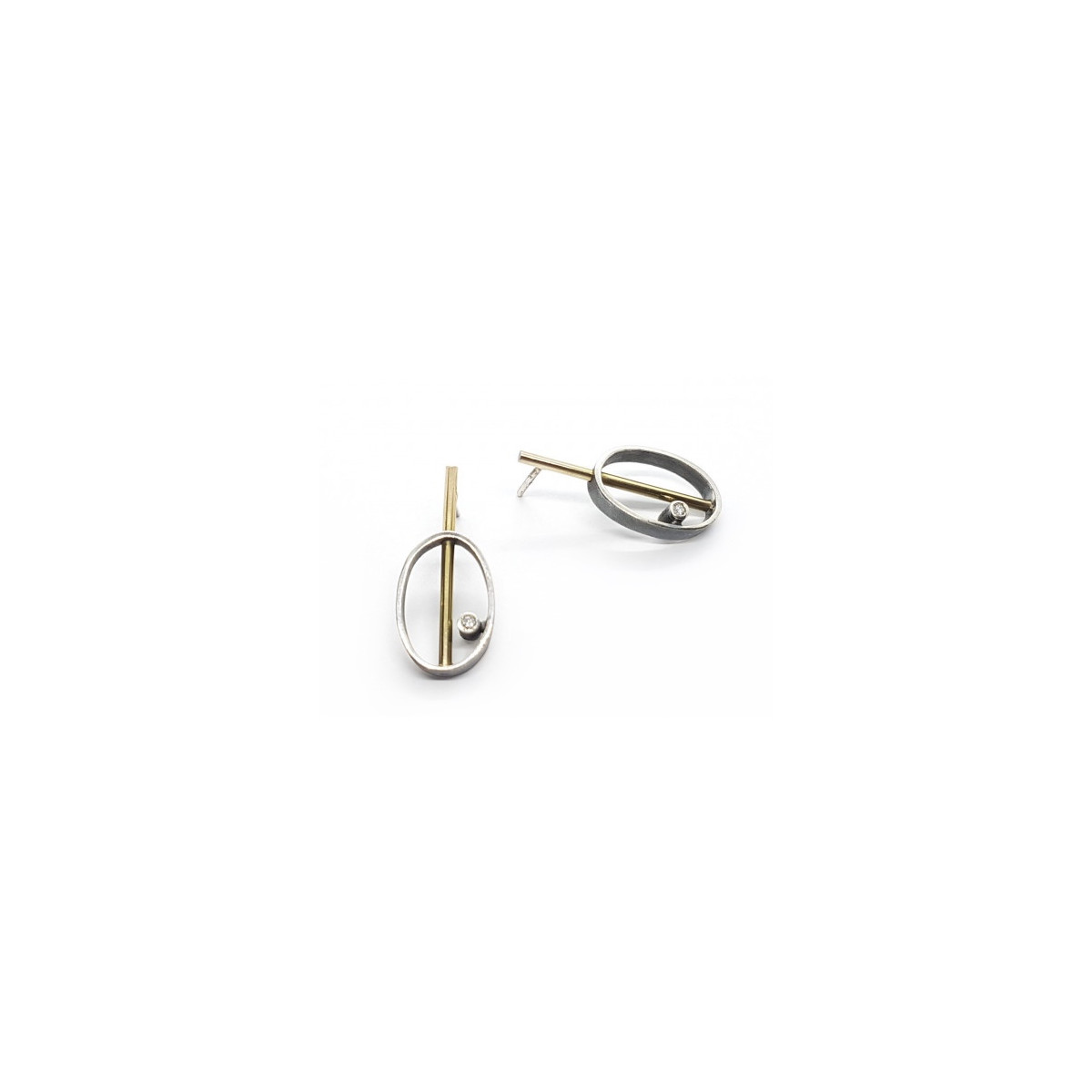 Pendientes de plata y oro con diamantes