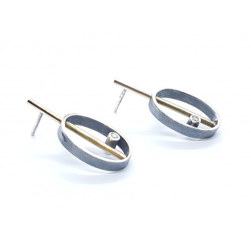 Pendientes de plata y oro con diamantes