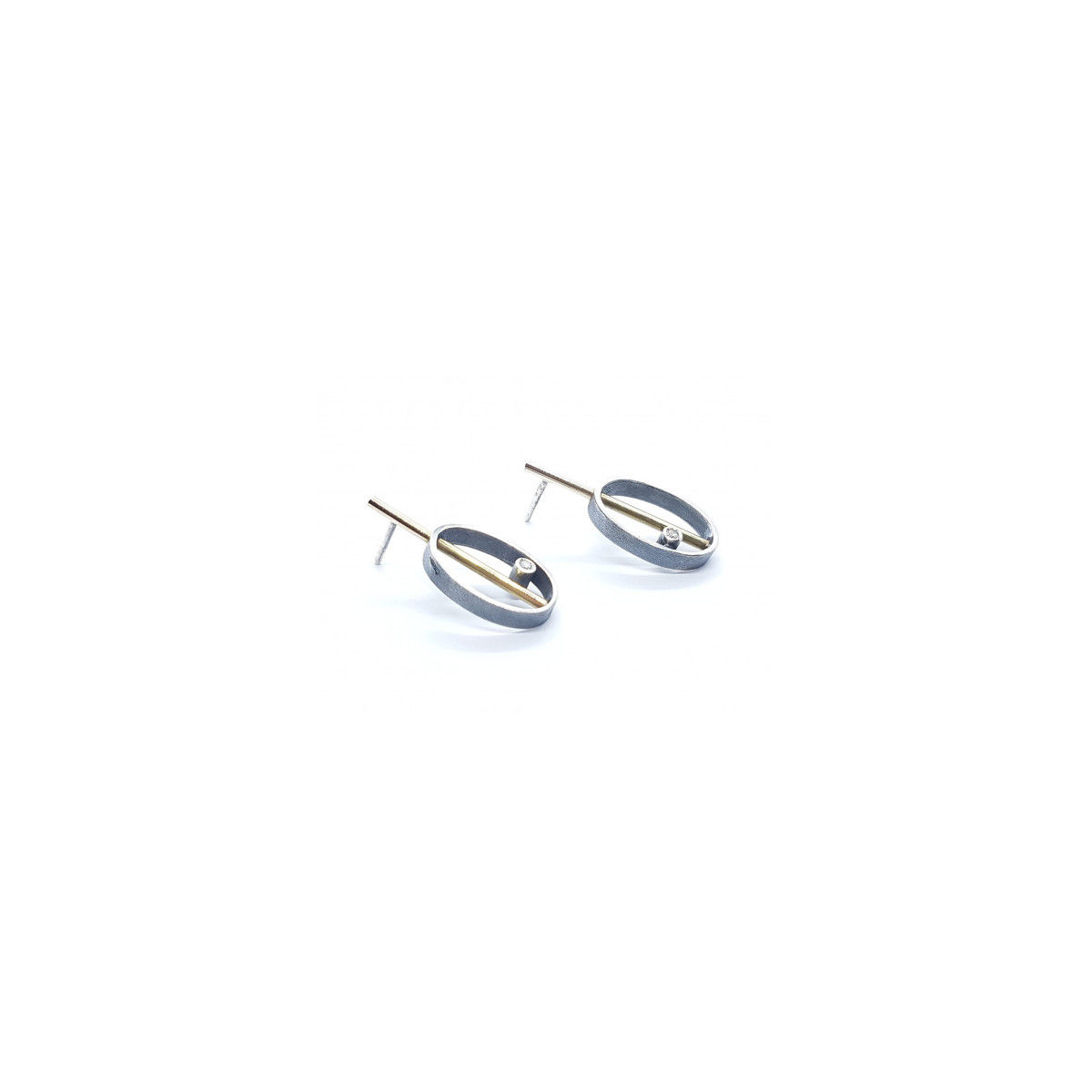 Pendientes de plata y oro con diamantes