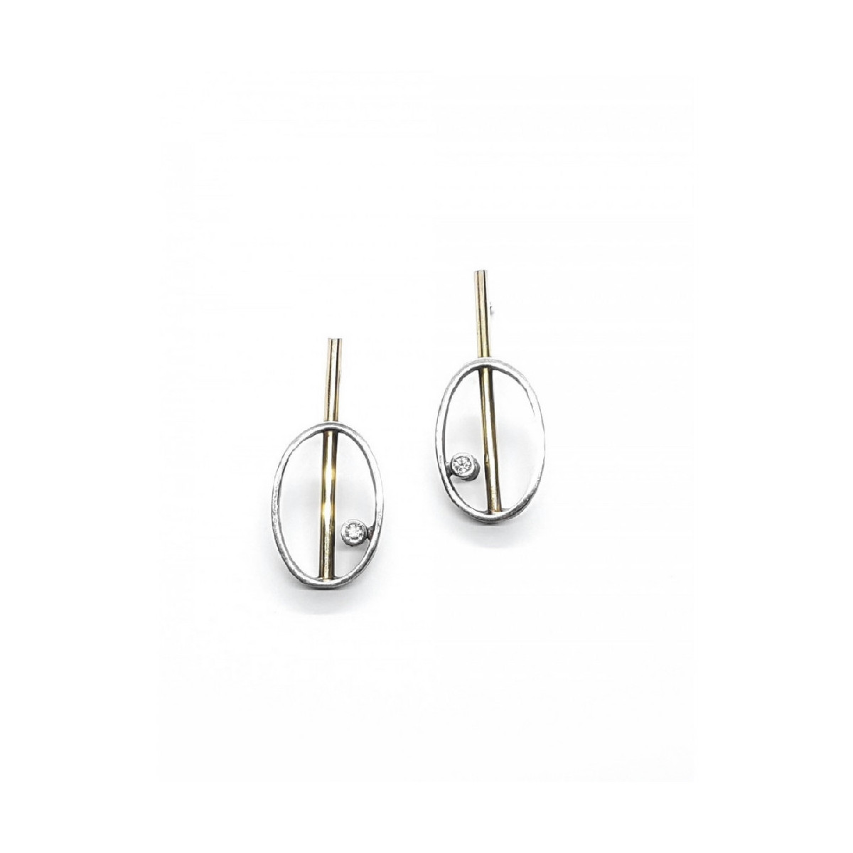 Pendientes de plata y oro con diamantes