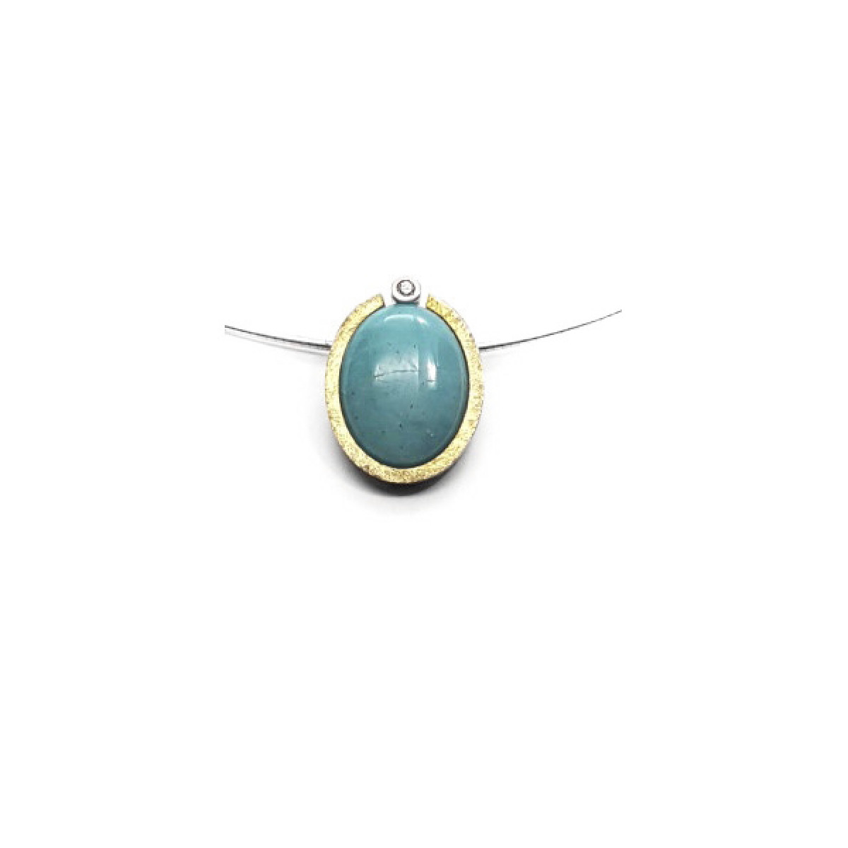 Colgante de plata y oro con diamante y amazonita