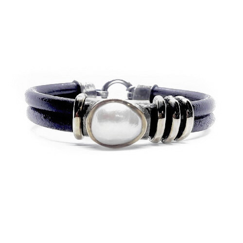 Pulsera de plata y oro con perla