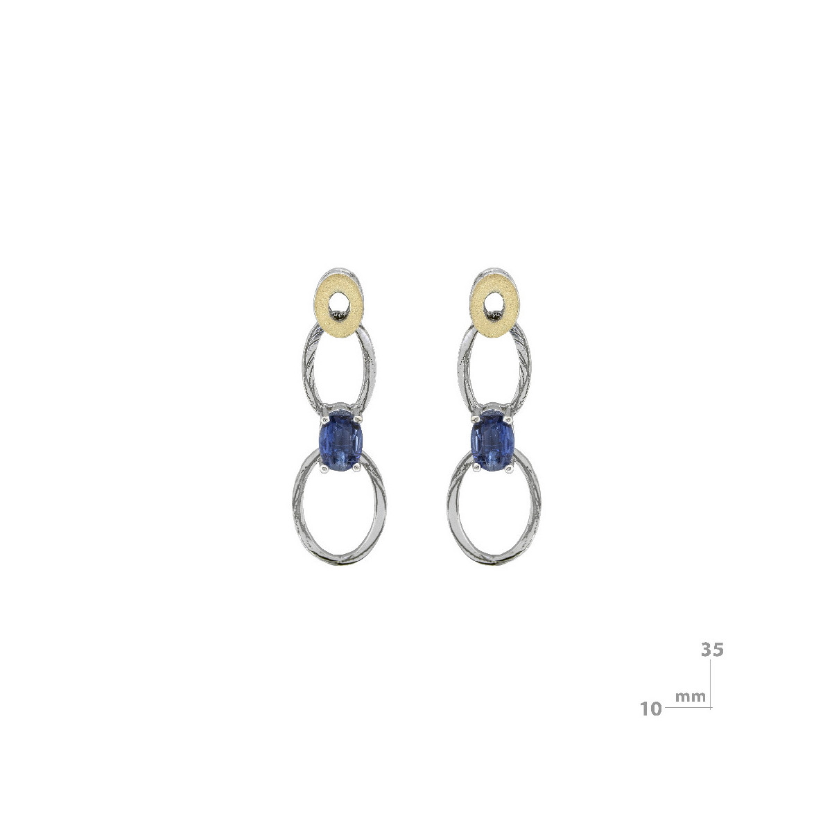 Pendientes de plata y oro con cianita