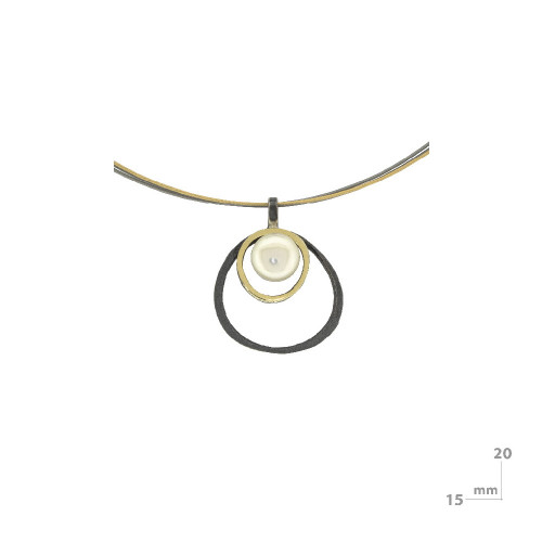 Colgante de plata y oro con perla natural cultivada