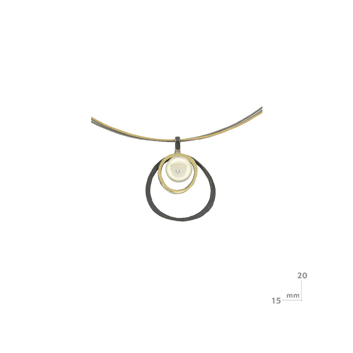 Colgante de plata y oro con perla natural cultivada