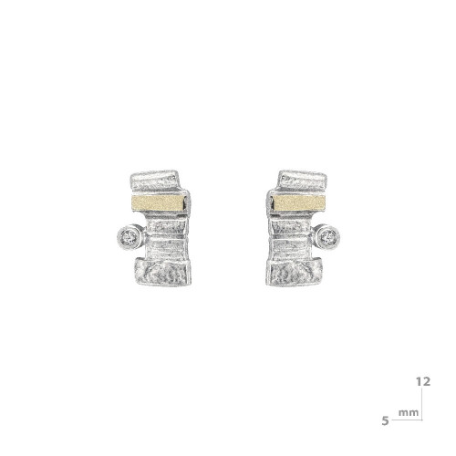 Pendientes de plata y oro con diamantes
