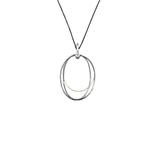 Gargantilla de plata y oro con diamante
