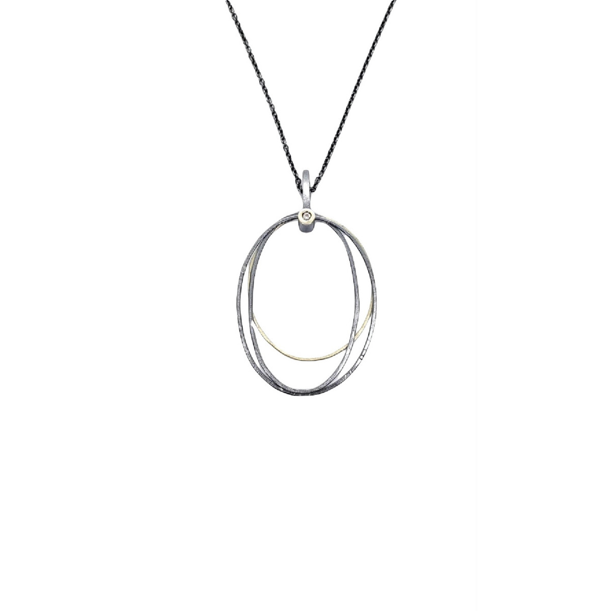 Gargantilla de plata y oro con diamante