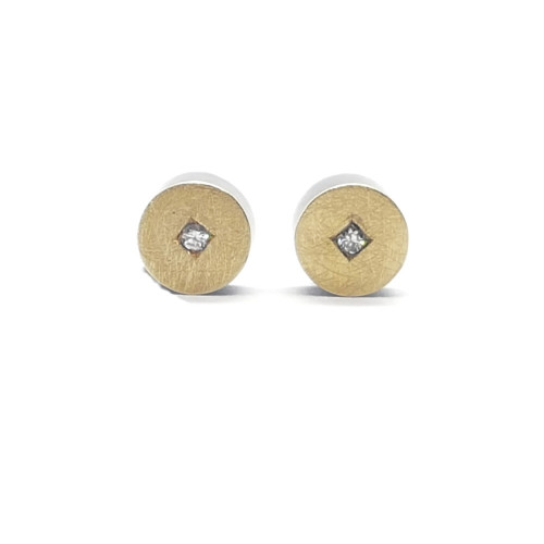 Pendientes de plata y oro con diamantes