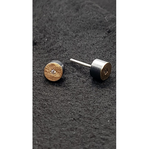 Pendientes de plata y oro con diamantes