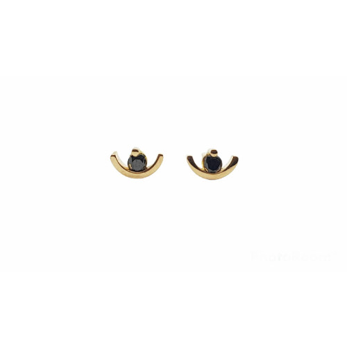 PENDIENTES DE ORO AMARILLO CON DIAMANTE NEGRO