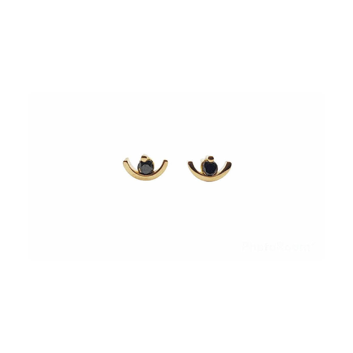 PENDIENTES DE ORO AMARILLO CON DIAMANTE NEGRO