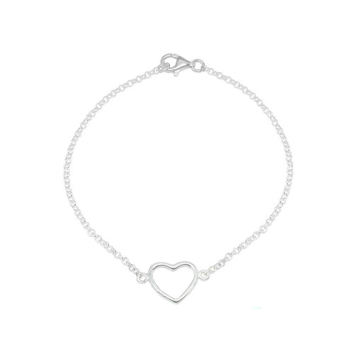Pulsera articulada de plata con forma de corazón