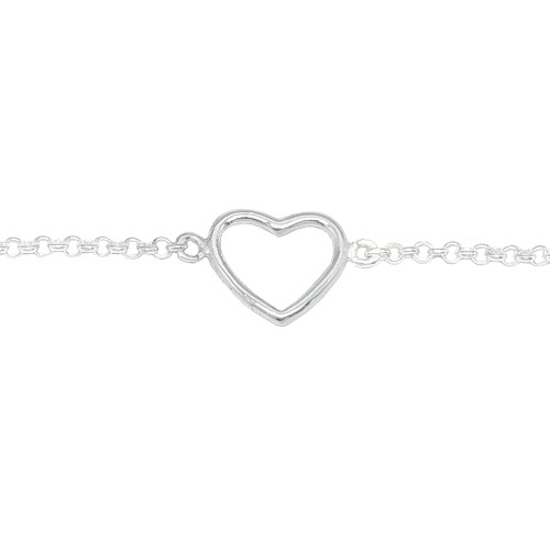 Pulsera articulada de plata con forma de corazón