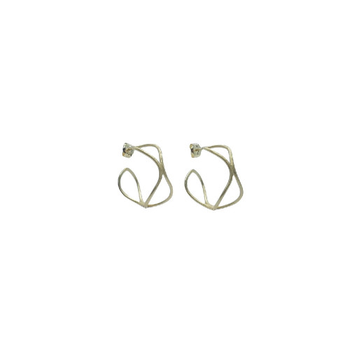 Pendientes de plata en forma de aros, chapados en oro amarillo