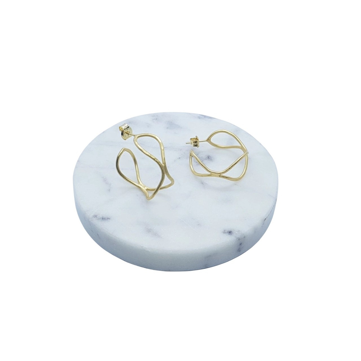 Pendientes de plata en forma de aros, chapados en oro amarillo