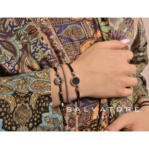 Pulsera de plata con circonitas negras y blancas