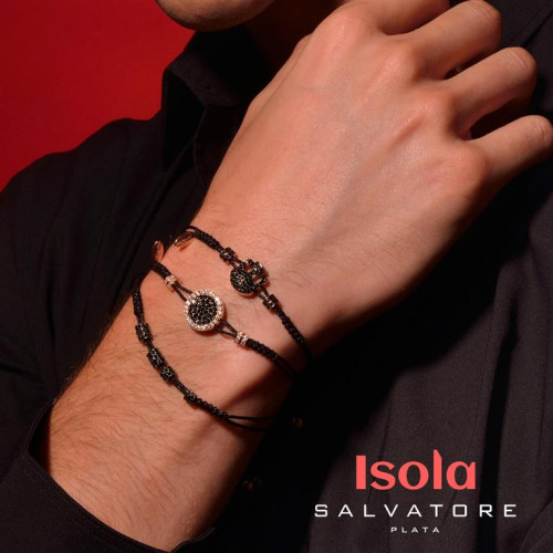 Pulsera de plata con circonitas negras y blancas