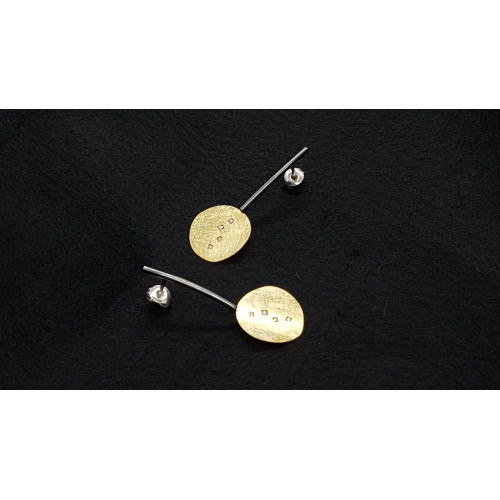 Pendientes de plata y oro con diamantes