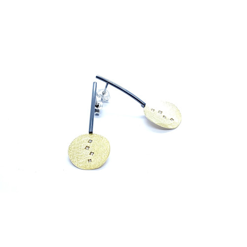 Pendientes de plata y oro con diamantes