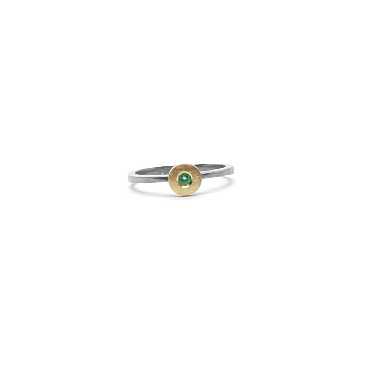Anillo de plata y oro  con esmeralda