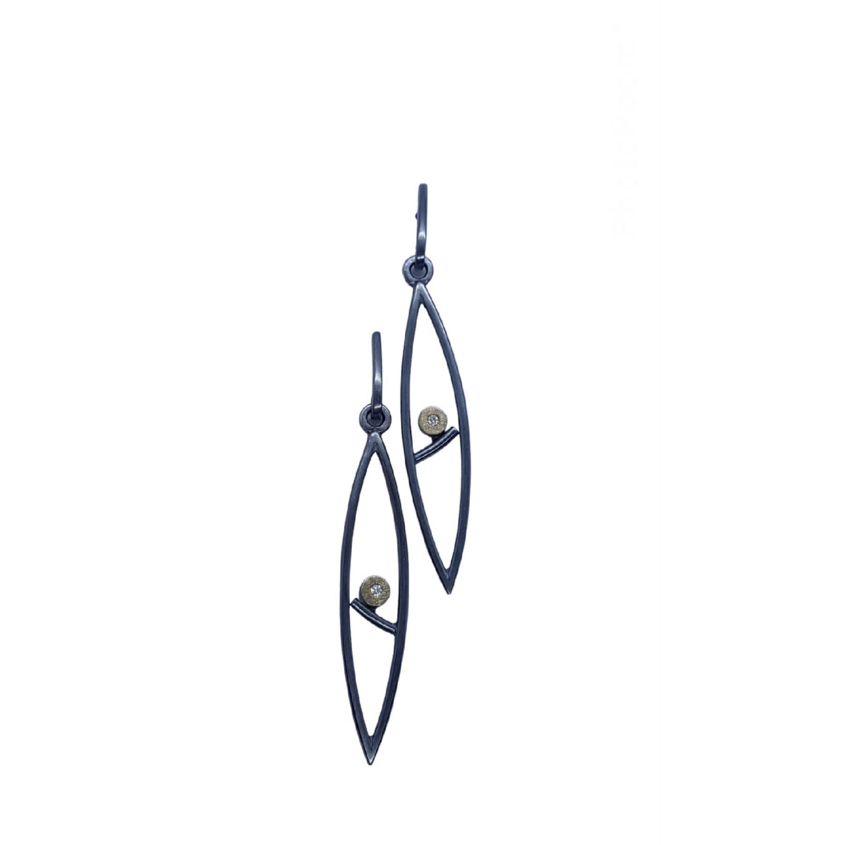 Pendientes de plata y oro con diamantes