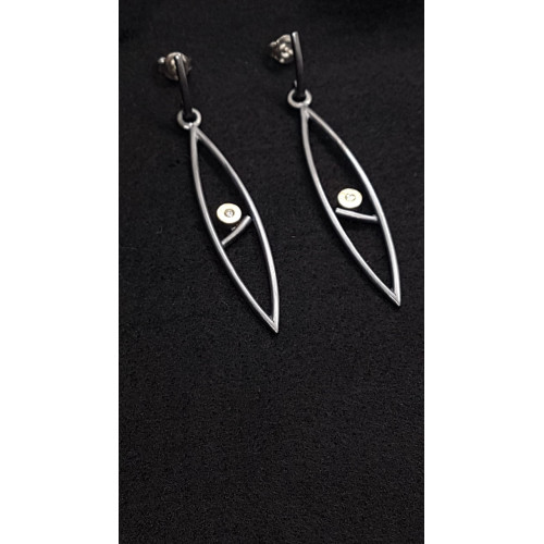 Pendientes de plata y oro con diamantes