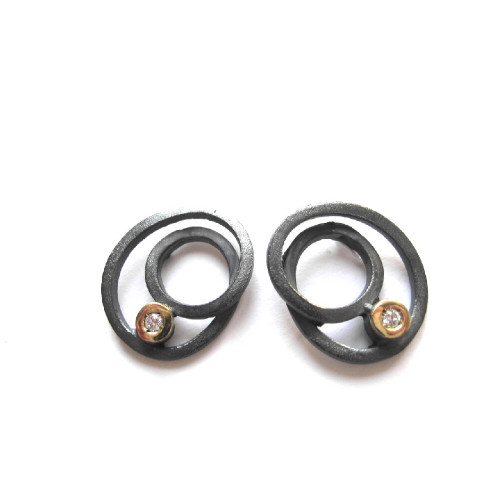 Pendientes de plata y oro con diamantes