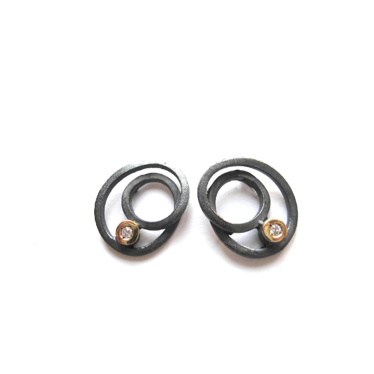 Pendientes de plata y oro con diamantes