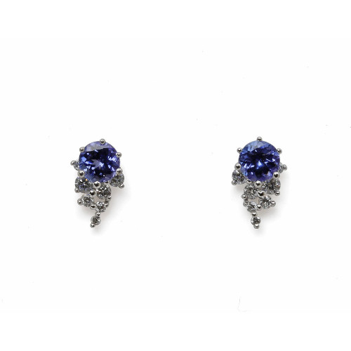 Pendientes de oro blanco con diamantes y tanzanitas