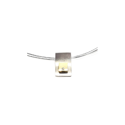 GARGANTILLA DE PLATA Y ORO CON DIAMANTE