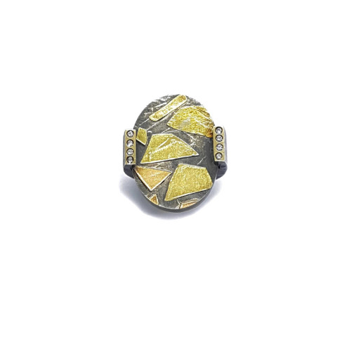 Anillo de plata y oro con diamantes