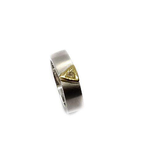 Anillo de plata y oro amarillo con diamante