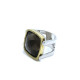 Anillo de plata y oro con cuarzo fumé