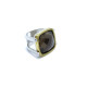 Anillo de plata y oro con cuarzo fumé