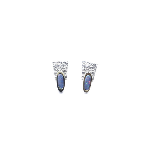 Pendientes de plata y oro amarillo con ópalo