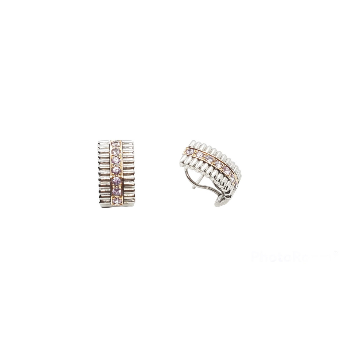 Pendientes de plata y oro con zafiros rosas