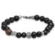 Pulsera articulada de plata, madera y piedra volcánica